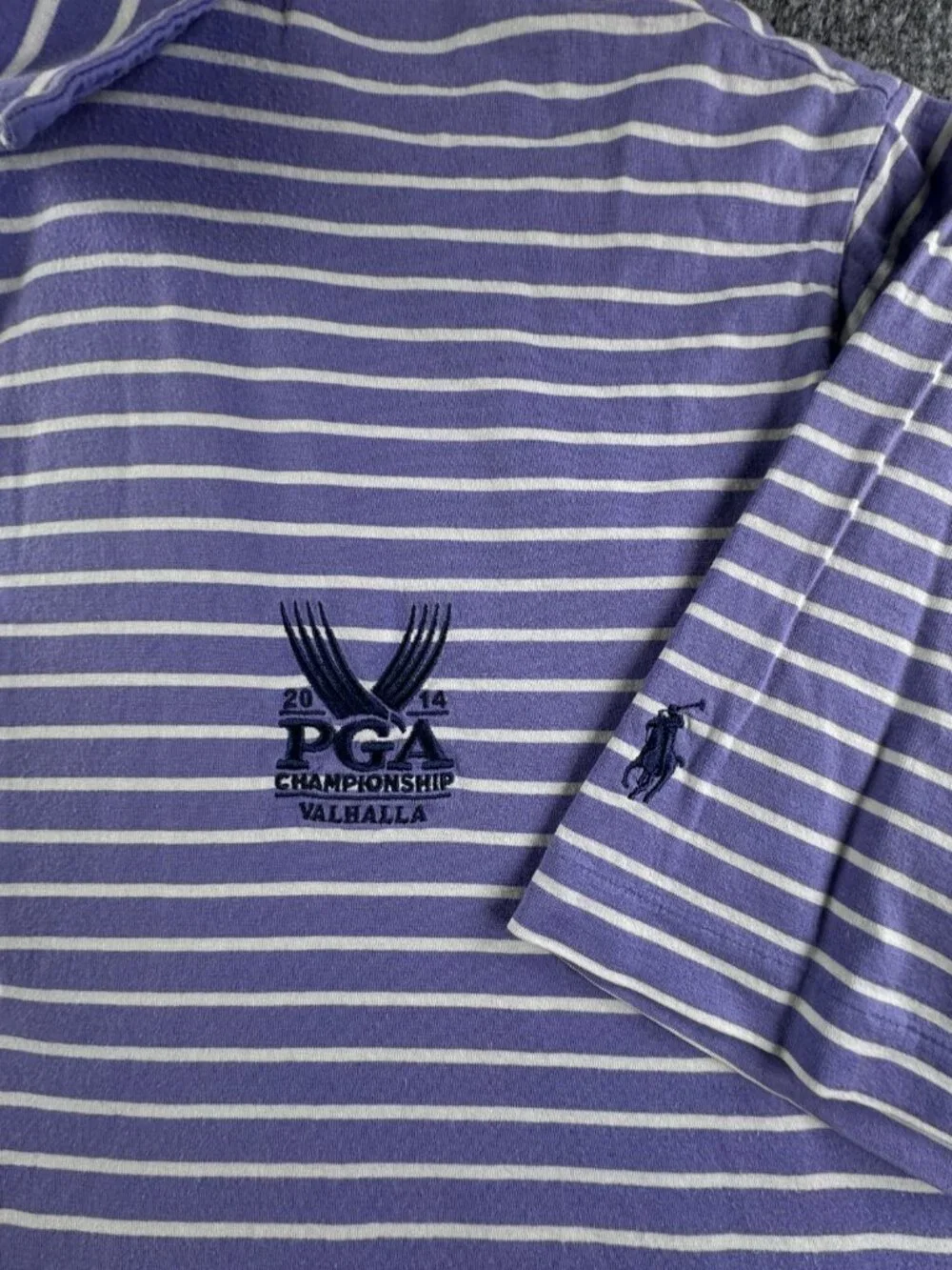 Polo Golf Ralph Lauren Vintage Lisle Purple Striped Valhalla Golf Club Large KY